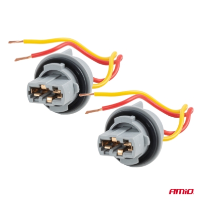 AMiO - Objímka žiarovky T20 LED 12V W21W WY21W W3x16d 7440 T20 2 ks