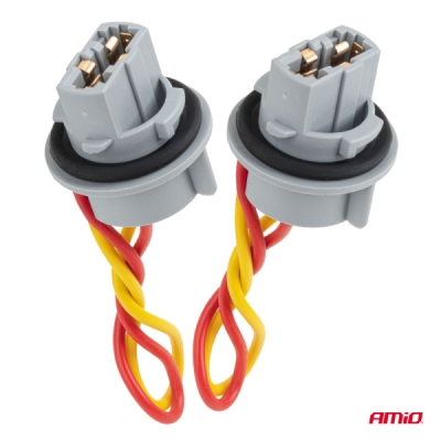 AMiO - Objímka žiarovky T20 LED 12V W21W WY21W W3x16d 7440 T20 2 ks