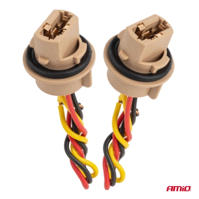 AMiO - Objímka žiarovky T20 LED 12V W21/5W WY21/5W W3x16q 7443 2 ks