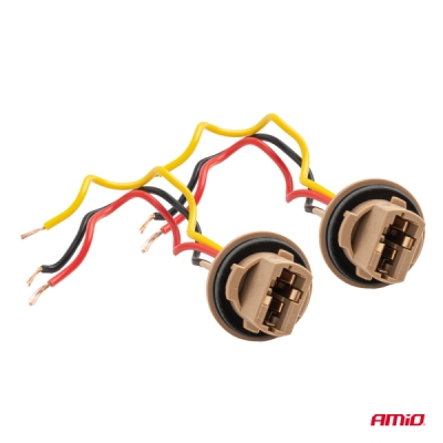 AMiO - Objímka žiarovky T20 LED 12V W21/5W WY21/5W W3x16q 7443 2 ks