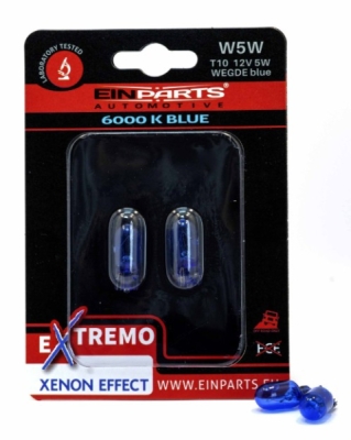 Žiarovky 12V W5W T10 EinParts 6000K - modré 2ks bl.