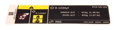 OEM MOPAR - Nálepka klimatizácie Chrysler Pacifica 3.6 17- 68227802AD