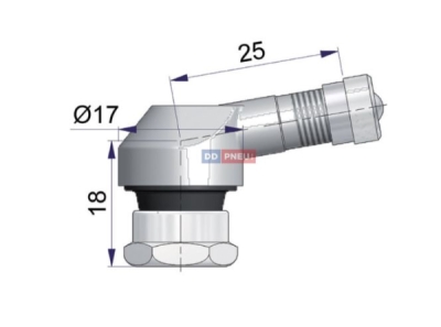 Bezdušový ventil pre motocykle 11,5mm ALU čierny