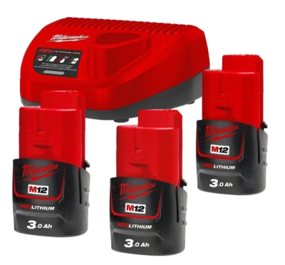 Milwaukee - Sada AKU 12V 3x3.0Ah
