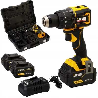 JCB - Vŕtačka/skrutkovač 18V 75Nm s 2xAKU 5Ah