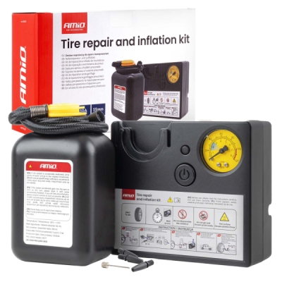 Súprava na opravu a hustenie pneumatík 19mm 12V AMIO-04929