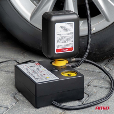 Súprava na opravu a hustenie pneumatík 19mm 12V AMIO-04929