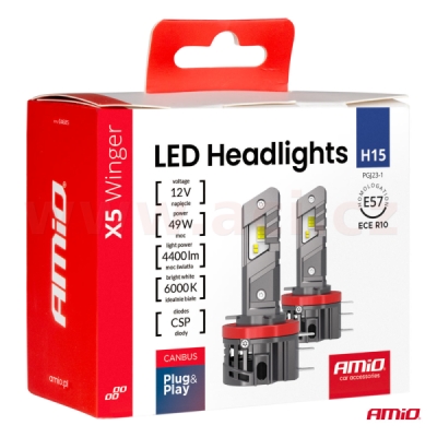 LED H15 2x 24,5W - bílá (patice PGJ23t-1), sada 2 ks