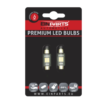 EPL195 C5W LED žiarovky (6 x SMD 2016) 36mm 6000K CANBUS