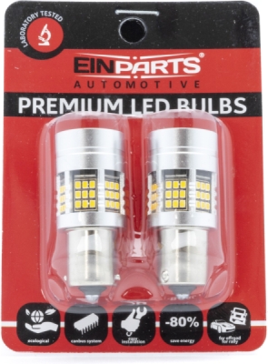 EPL288 P21W LED žiarovky (54 x SMD 2016) jantár CANBUS