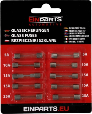 EPFUSE35 Sklenené poistky 6×30 mm 250V, 10 ks.