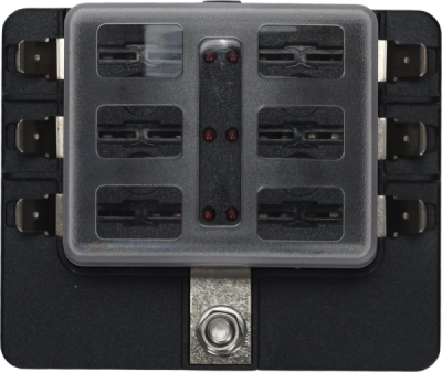 EPFH10 Blok poistiek 6-obvodový ATO/ATC s LED kontrolou (M5, 6.3 mm)