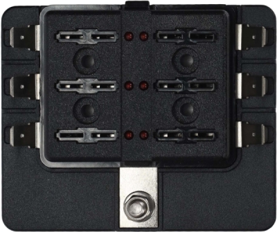 EPFH10 Blok poistiek 6-obvodový ATO/ATC s LED kontrolou (M5, 6.3 mm)