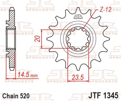 JT-Anglicko - Reťazové koliesko pre sekundárne reťaze typu 520, (13 zubov)