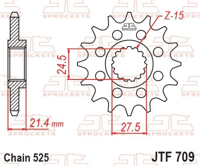 JT-Anglicko - Reťazové koliesko pre sekundárne reťaze typu 525, (16 zubov)