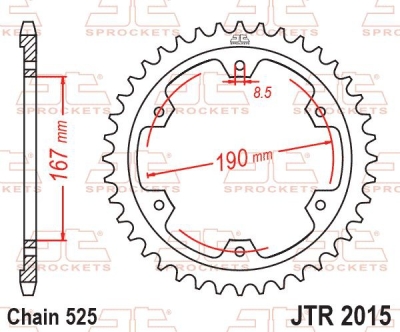 JT-Anglicko - Oceľová rozeta pre sekundárne reťaze typu 525, (50 zubov)