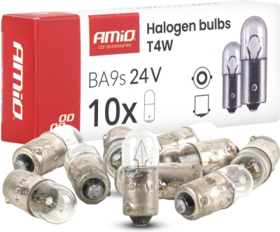 Halogénové žiarovky T4W 24V 4W BA9S 10ks AMiO-04945