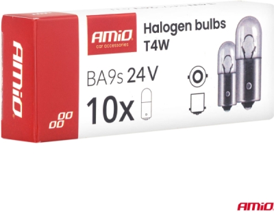 Halogénové žiarovky T4W 24V 4W BA9S 10ks AMiO-04945