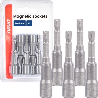 Sada magnetických nástrčných kľúčov 5ks 8×65mm AMiO-04938
