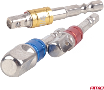 Farebne označené adaptéry na nástrčné kľúče 3el. 1/4" 3/8" 1/2" AMIO-04936