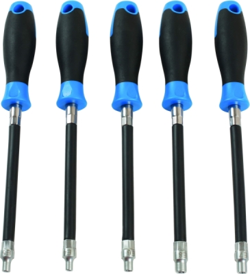 Laser Tools 7616 – Sada flexibilných skrutkovačov s hlavicami E-profilu, 5 ks