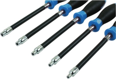 Laser Tools 7616 – Sada flexibilných skrutkovačov s hlavicami E-profilu, 5 ks