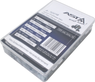 ASTA A-TC018 – Súprava jednodielnych ušných hadicových spôn, 135 kusov