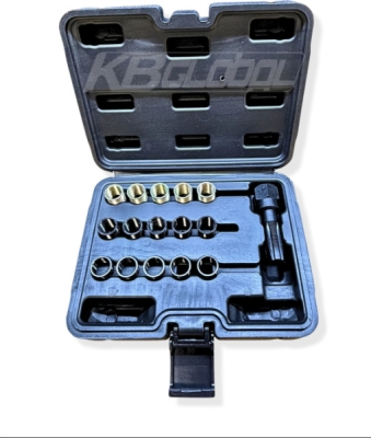 Súprava na opravu závitu sviečky M14 × 1,25, 16 dielov – KB Global KB01124