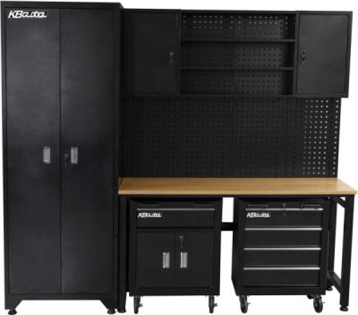Súprava dielenského nábytku, čierna, šírka 236 cm – KB Global KBTC0156