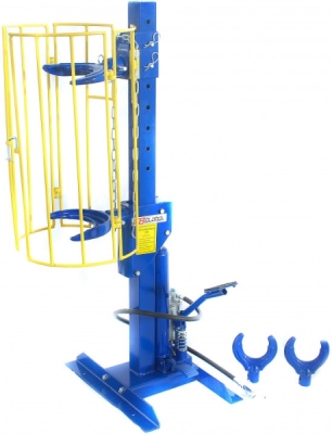 Hydraulicko-pneumatický sťahovák pružín s ochrannou mrežou, 1 t – KB Global T01402BP