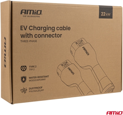 Kábel s konektorom na nabíjanie elektrických vozidiel Type2-Type2 3P 22 kW 5 m AMiO-04972