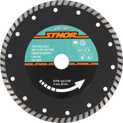 Diamantový rezný kotúč"TURBO" - 180 mm STHOR 08792