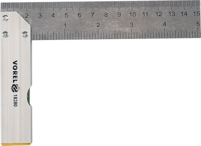 Vorel kovový uholník 150 mm s príložníkom a libelou