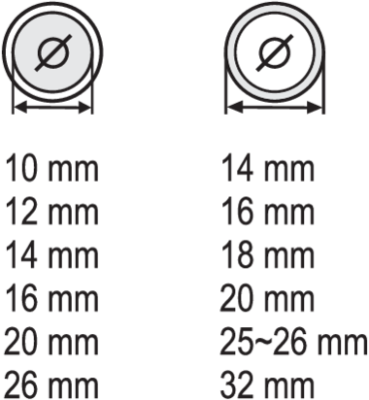 Kalibrátor rúrok PEX-AL-PEX 10 × 16 / 12 × 20 / 14 × 26 VOREL 55740