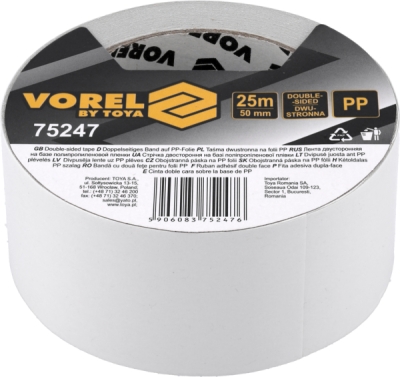 Vorel obojstranná páska na PP fólii 50 mm×25 m