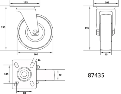 Vorel otočné koliesko polyamidové 160 mm