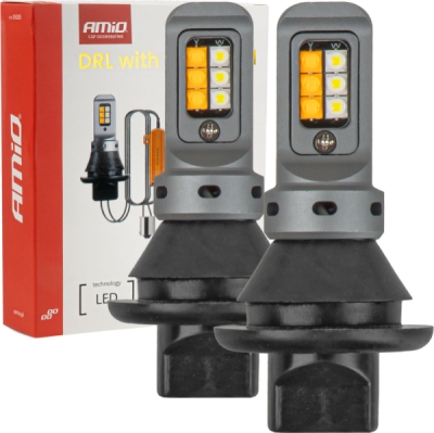 LED denné svetlá 2v1 s integrovaným smerovým svetlom 1156 3535 12SMD 12/24V AMIO-05005