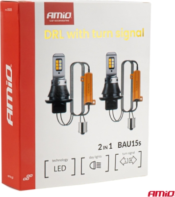 LED denné svetlá 2v1 s integrovaným smerovým svetlom 1156 3535 12SMD 12/24V AMIO-05005