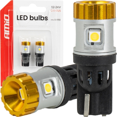 LED žiarovky CANBUS T10 3030 4SMD + 3020 1SMD White 12/24V AMIO-04990