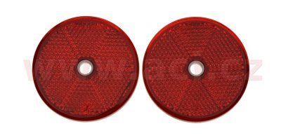 univerzální odrazka kulatá s otvorem pro uchycení, červená (průměr 60 mm) 2 ks
