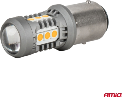LED žiarovky STANDARD BAU15S PY21W 2x1860SMD 3030 15SMD Orange 12/24V AMIO-05002