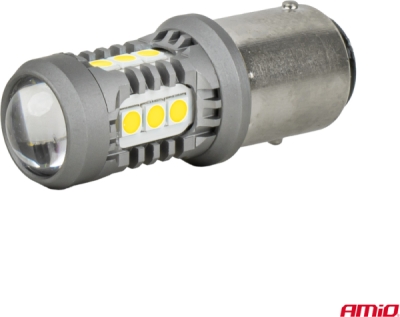 LED žiarovky STANDARD BA15S P21W 3030 15SMD White 12/24V AMIO-05000