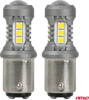 LED žiarovky STANDARD BAY15D P21/5W 3030 15SMD White 12/24V AMIO-05003