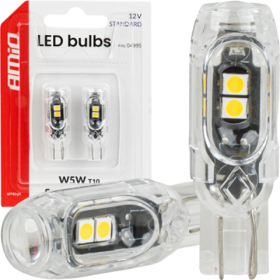 LED žiarovky STANDARD T10 2835 5SMD White 12V AMIO-04995