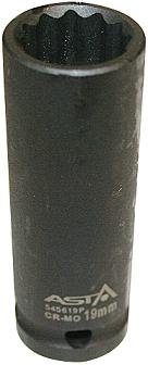 ASTA 545619P – Predĺžená rázová dvanásťhranná hlavica 1/2″, 19 mm, dĺžka 78 mm
