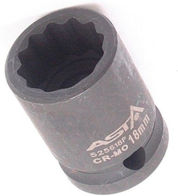 ASTA 525618P – Rázová dvanásťhranná hlavica 1/2″, 18 mm, dĺžka 38 mm