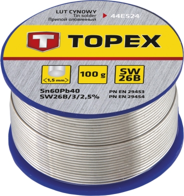TOPEX 44E524 Cínová spájka 60 % Sn, 1,5 mm, 100 g, SW26B