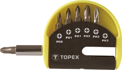TOPEX 39D350 – Bity PH s držiakom 1/4″, súprava 7 ks