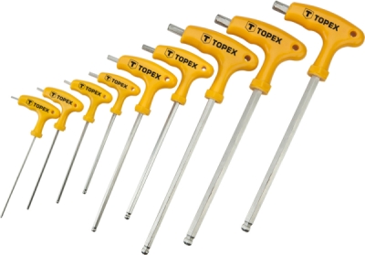 TOPEX 35D968 – Kľúče Torx s T-rukoväťou T10–T50, 9 ks