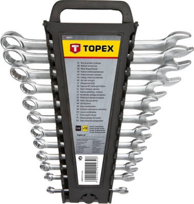 TOPEX 35D757 Očkoploché kľúče 6–22 mm, súprava 12 ks